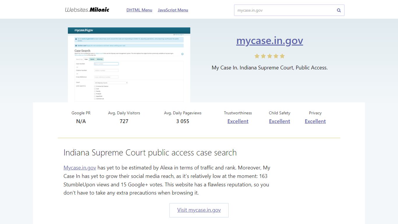 Indiana Supreme Court public access case search - Milonic