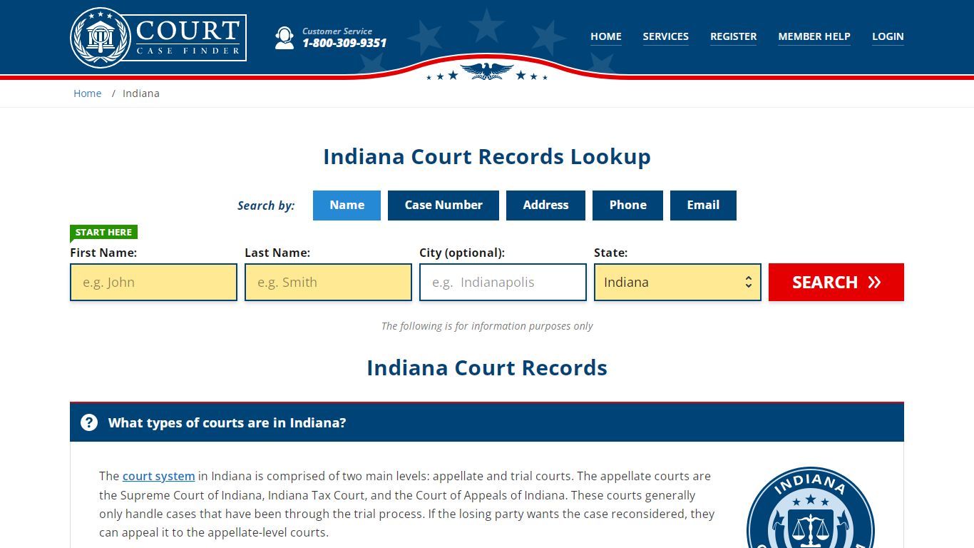 Indiana Court Records Lookup - IN Court Case Search